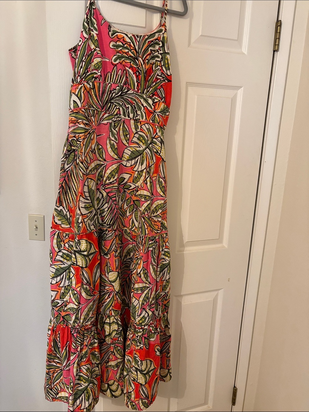 C&C California Pink and Orange Tropical Print Maxi Dress